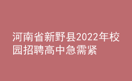 河南省新野县2022年校园招聘高中急需紧缺教师实施方案