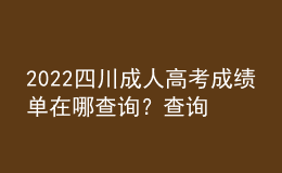 2022四川成人高考成绩单在哪查询？查询不了的原因是什么？