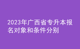 2023年广西省专升本报名对象和条件分别是什么？ 
