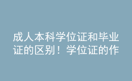 成人本科学位证和毕业证的区别！学位证的作用！ 