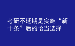 考研不延期是实施“新十条”后的恰当选择