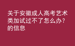 关于安徽成人高考艺术类加试过不了怎么办？的信息