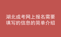 湖北成考网上报名需要填写的信息的简单介绍