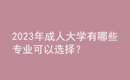 2023年成人大学有哪些专业可以选择？