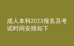 成人本科2023报名及考试时间安排如下