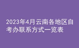 2023年4月云南各地区自考办联系方式一览表 