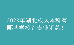 2023年湖北成人本科有哪些学校？专业汇总！