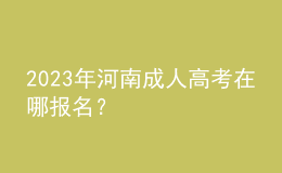2023年河南成人高考在哪报名？