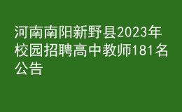 河南南阳新野县2023年校园招聘高中教师181名公告