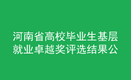 河南省高校毕业生基层就业卓越奖评选结果公示！这些师生入选