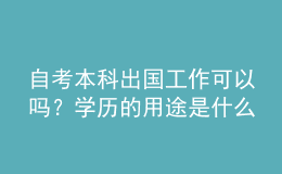 自考本科出国工作可以吗？学历的用途是什么 