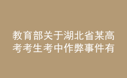 教育部关于湖北省某高考考生考中作弊事件有关情况的通报