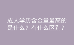 成人学历含金量最高的是什么？有什么区别？