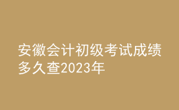 安徽会计初级考试成绩多久查2023年