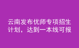 云南发布优师专项招生计划，达到一本线可报考