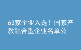 63家企业入选！国家产教融合型企业名单公示