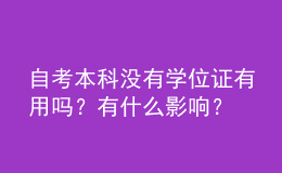 自考本科没有学位证有用吗？有什么影响？ 