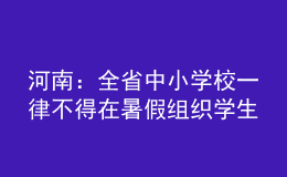 河南：全省中小学校一律不得在暑假组织学生集体补课、军训等教学活动