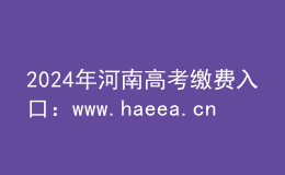 2024年河南高考缴费入口：www.haeea.cn