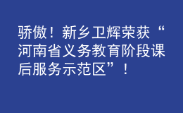 骄傲！新乡卫辉荣获“河南省义务教育阶段课后服务示范区”！