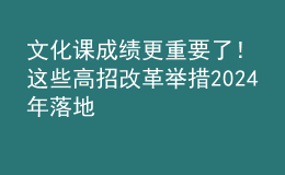 文化课成绩更重要了！这些高招改革举措2024年落地