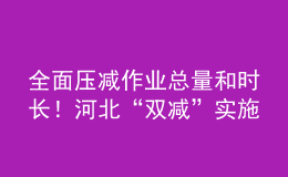 全面压减作业总量和时长！河北“双减”实施方案发布