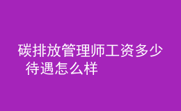 碳排放管理师工资多少 待遇怎么样