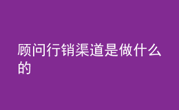 顾问行销渠道是做什么的