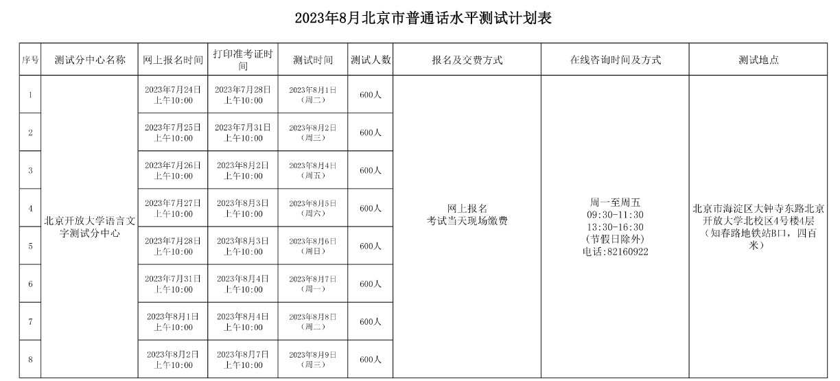2023年北京普通话准考证打印入口7月28日开通