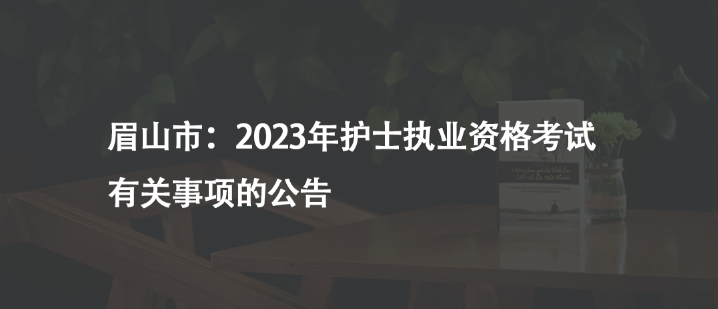 眉山市：2023年护士执业资格考试有关事项的公告