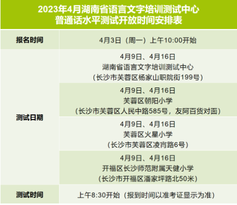2023年4月湖南普通话报名入口已开通